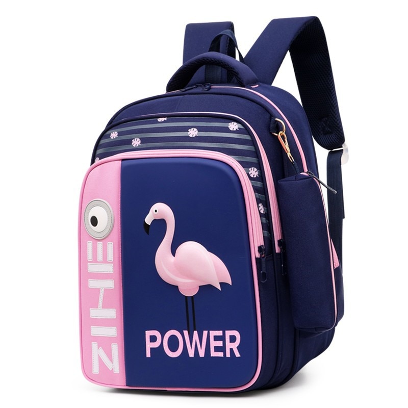 3D Flamingo Cartoon Schooltassen Voor Meisjes Jongens Haai Rugzak Kinderen Orthopedische School Rugzakken Mochila Escolar: blue