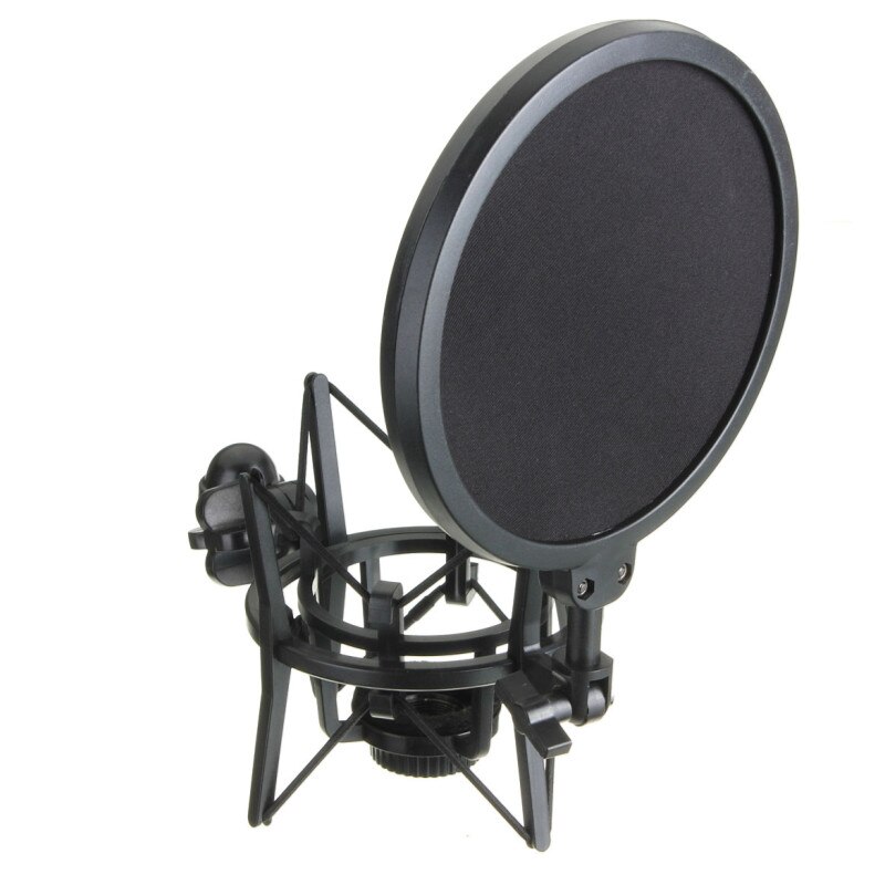 Universal Studio Condenser Microphone Mic Shock Mount with Articulating Head Telescoping height Microphone Holder Stand Bracket