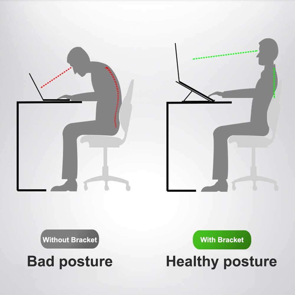 Portable Laptop Stand For Macbook Pro Aluminum Alloy 6-Level Adjustable Notebook Stand Office desk Laptop Accessories Lapdesk