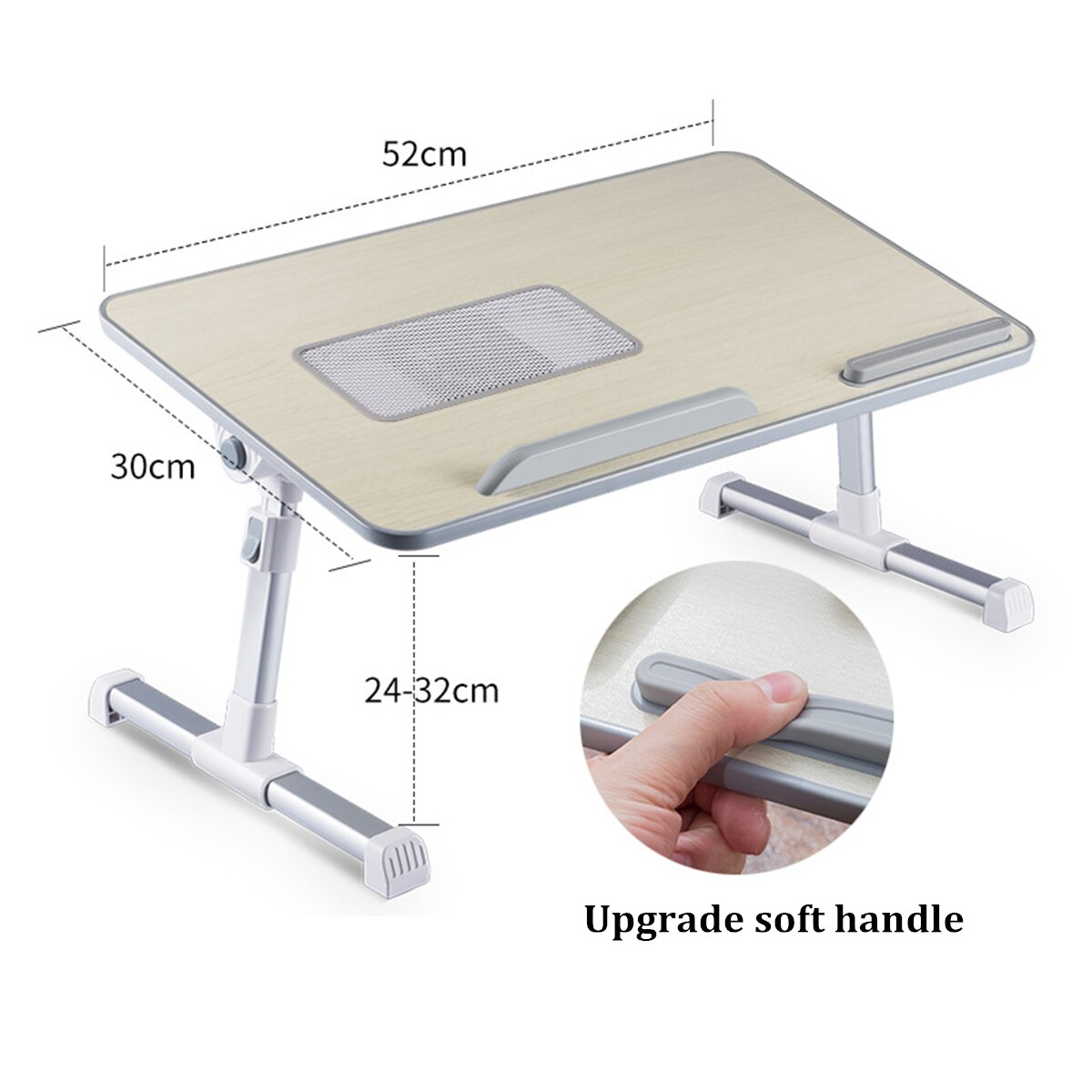 Foldable Adjustable Laptop Desk With Cooling Fan Notebook Laptop Stand Bed Tabletop Desks Home Study Table Computer Desk 53x30cm: Light Gray