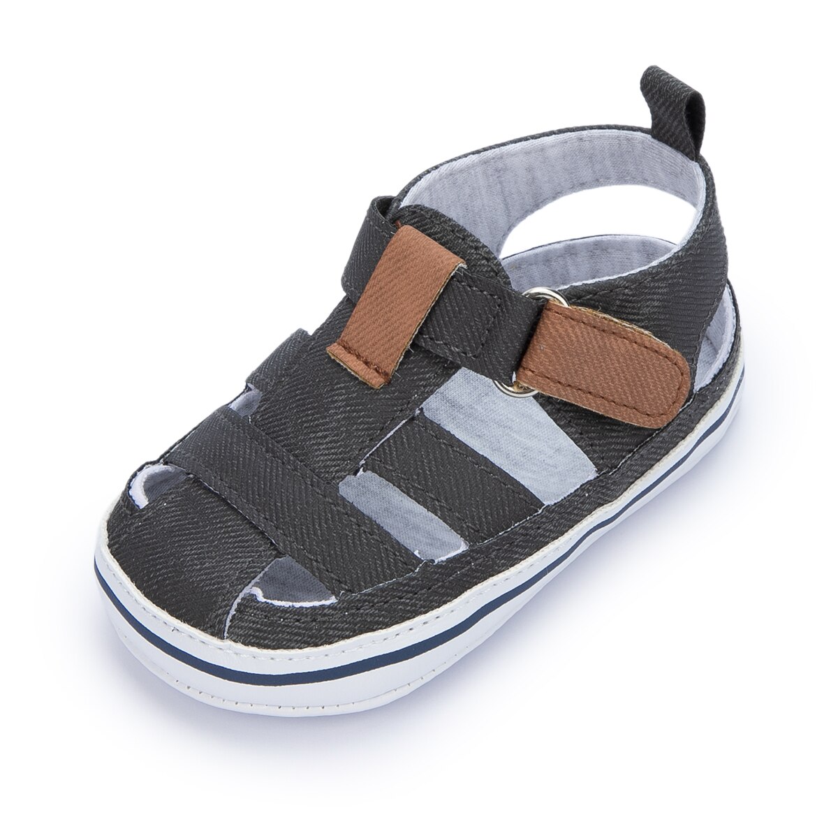 KIDSUN Baby Sandals Baby Girls Boys Shoes Solid Color Casual Cotton Flat Soft-sole Non-slip infant First Walkers Newborn: Blackgrey / 0-6 Months