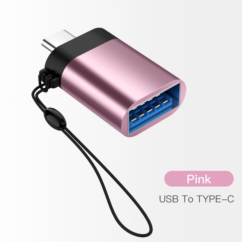 Adaptateur micro usb type-c 3.0 OTG, convertisseur de données de Charge, pour Samsung S9 S8 Huawei P20 Pro Macbook: lanyard pink