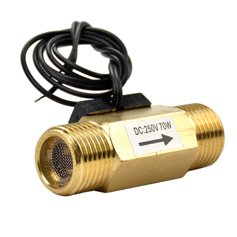 USM-FS21TA Flow Sensor Switch Reed Switch Brass Magnetic Sensor Switch 1.5-12L/Min 250V DC 70W 2 Wire Saier Sensor
