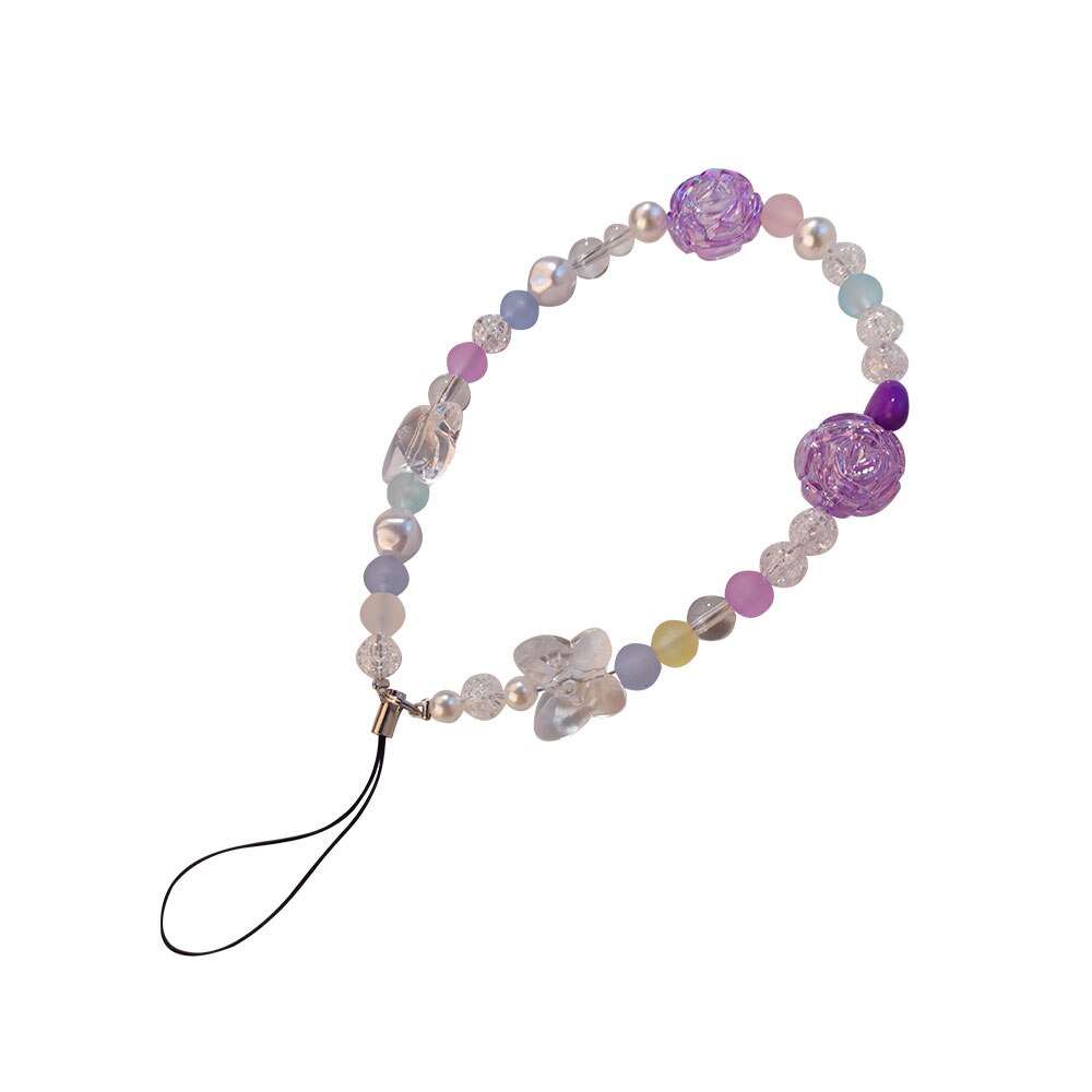Mobiele Telefoon Lanyard Korte Armband Polsband Ornamenten Handgemaakte Kralen Hanger Kristallen Ketting Vrouwelijke Mode Lanyard