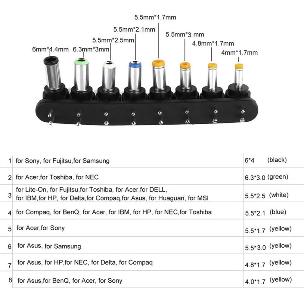 96W Universal Power Charger Charging Adapter AC 110V/240V For Laptop Notebook With 8 Different Size Detachable Plugs