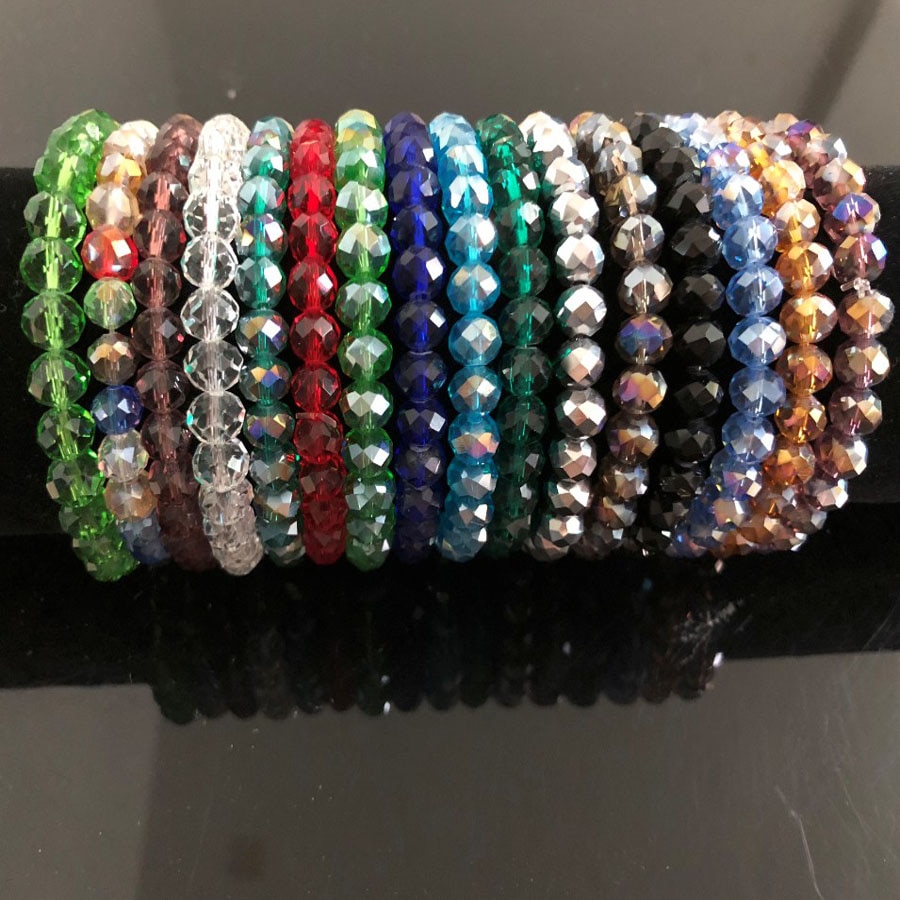 Charme Handgemachte frauen 8mm Strass Glas Kristall Perlen Runde Perlen strecken-Armbinde Femme Armreif Armbänder Mädchen wickeln Schmuck