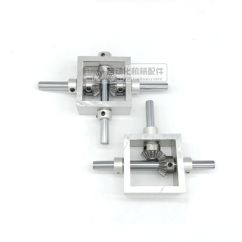 90 Degree Angle Drive Small Bevel Gear Angulator One In, Two Out, Positive and Negative Conversion to Gear Box 1:1