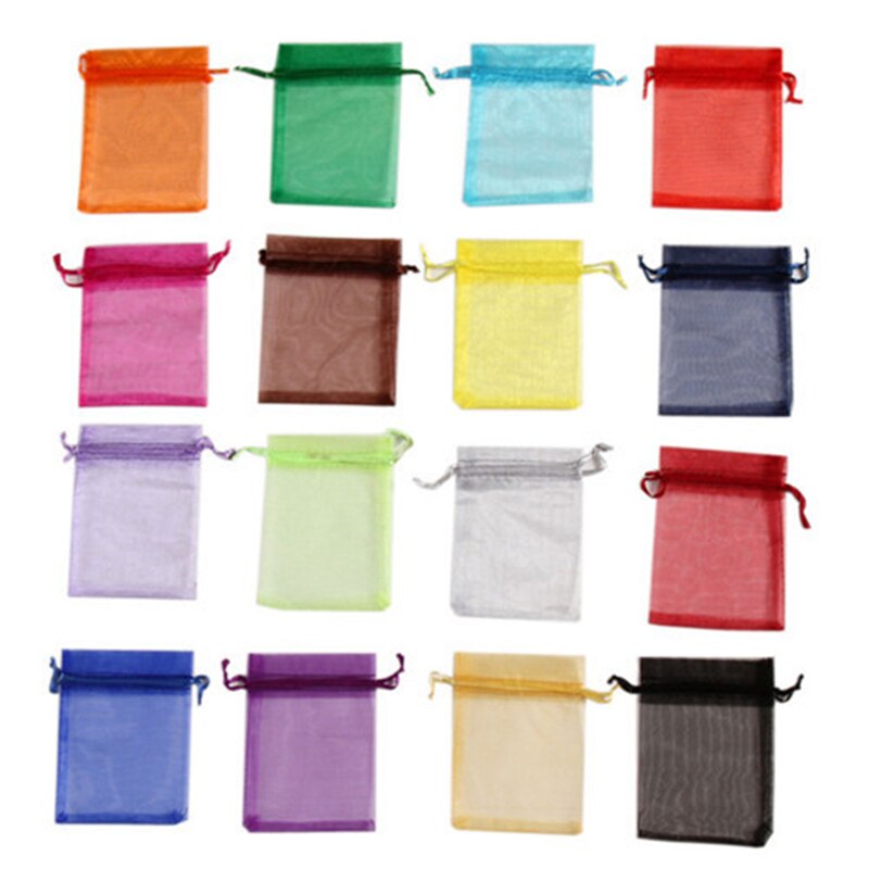 50 sztuk (13x18cm)Organza opakowanie na biżuterię upominek cukierki wesele Goodie pakowanie sprzyja ciasto słodycze woreczki torby obecne