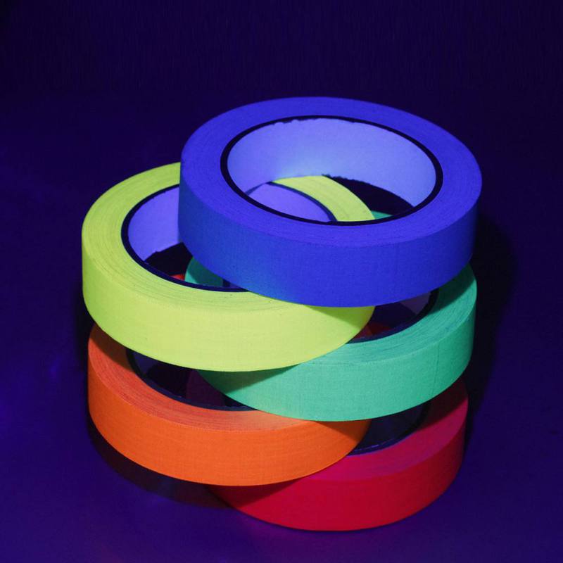 Home Decro Tape UV Black light Reactive Fluorescent Cloth Tape Glow in The Dark Neon Gaffer Tape