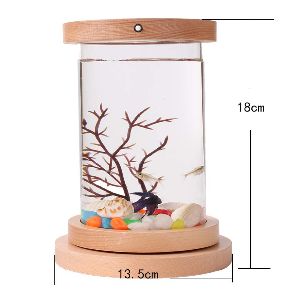 Small Fish Bowl MiniBow LED Lighting Desktop Home 360 Degree Rotation Fish Bowls Tnak Night Light