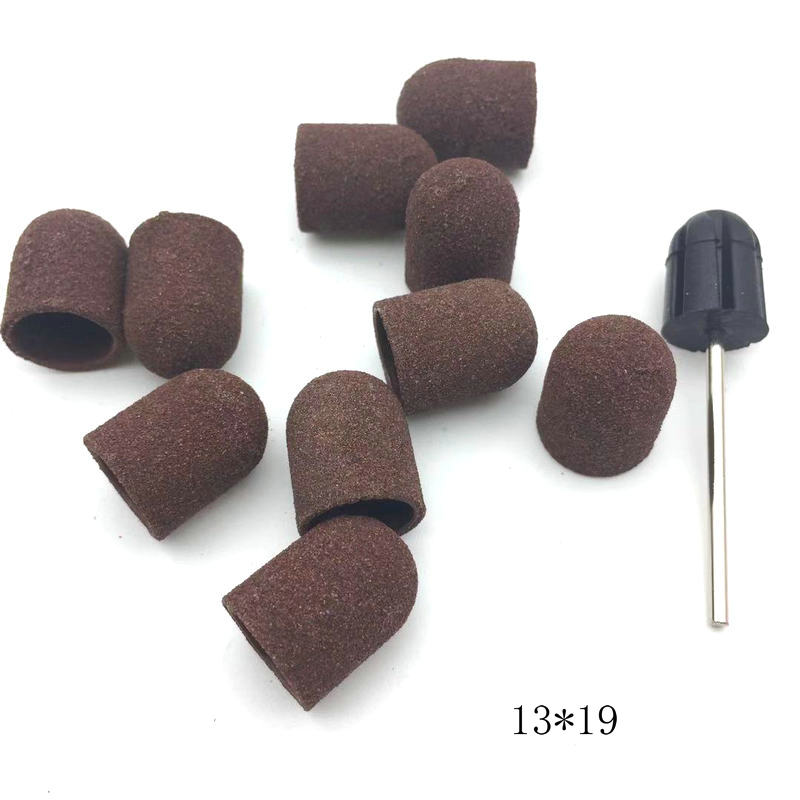 13*19mm Rubber Mandrel Grip 10pcs Sanding Bands Block Caps Nail Drill Accessories Electric Manicure Pedicure Tools: SET-01