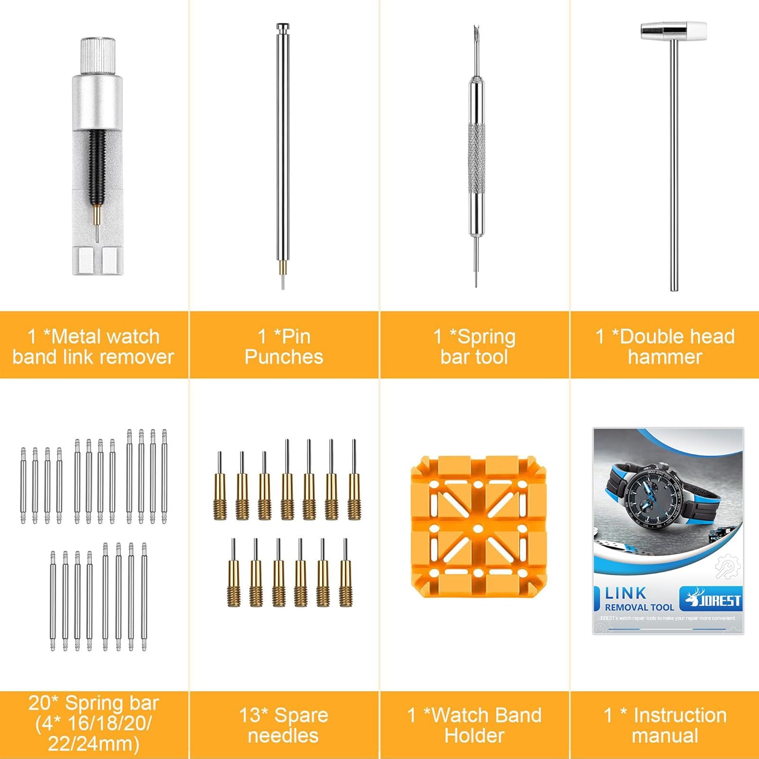 Verktyg för borttagning av klocklänk, reparationssats för klockarmband, verktyg för justering, storleksändring av armband, verktygssats för borttagning av klockstift