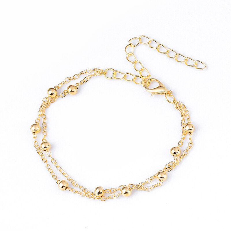 H: HYDE Splitter Gold Farbe Multilayer Perlen Anhänger Armbänder und Armreifen Frauen Charme Armband Schmuck Zubehör: DE062