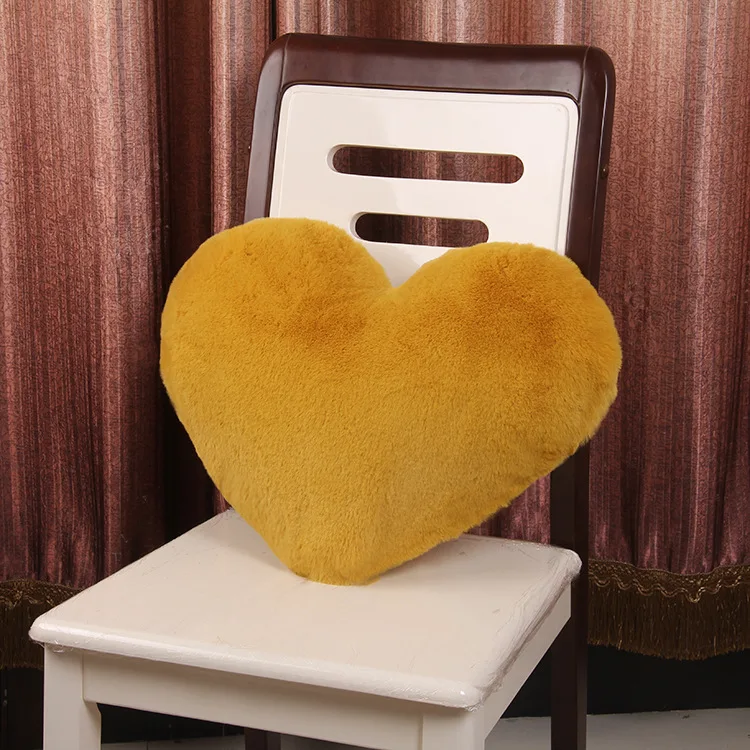 Faux Fur Sheepskin Pillow Cover Love Heart Shaped Sofa Cushion Cover Solid Colour Beds Pillowcase Valentines Day Home Decor: Red