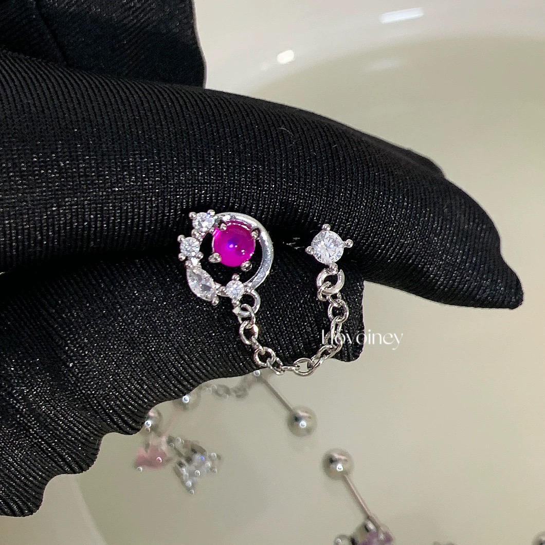 1 Uds. Orejas y tachuelas perforadas Y2K estilo gótico cadena de circón 316L acero inoxidable hueso del oído uñas mujeres joyería Punk