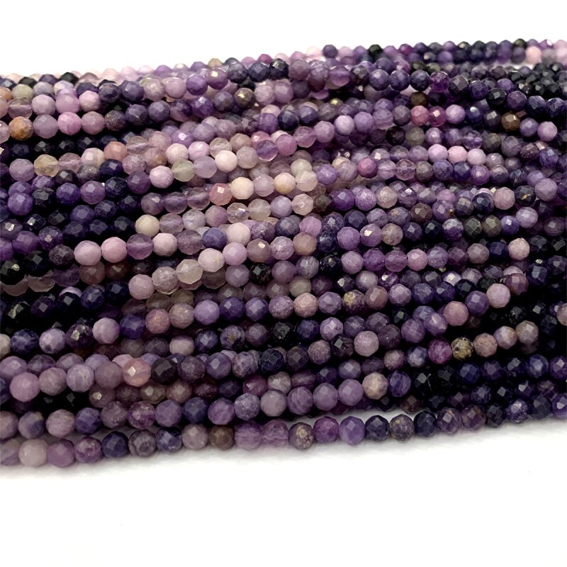 Natürliche Echte Lila blau Regenbogen Sugilite Hand Cut Faceted Runde Lose Kleine Perlen 2mm 3mm 4mm 06389