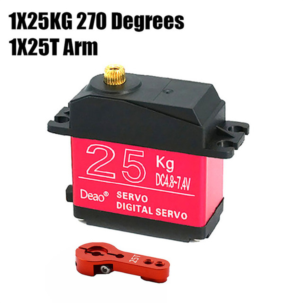 Hoog koppel digitale servo waterdicht 20KG 25KG 30KG 35KG servo 180 graden 270 graden metal gear 25T RC vrachtwagen mechanische arm: Bordeaux