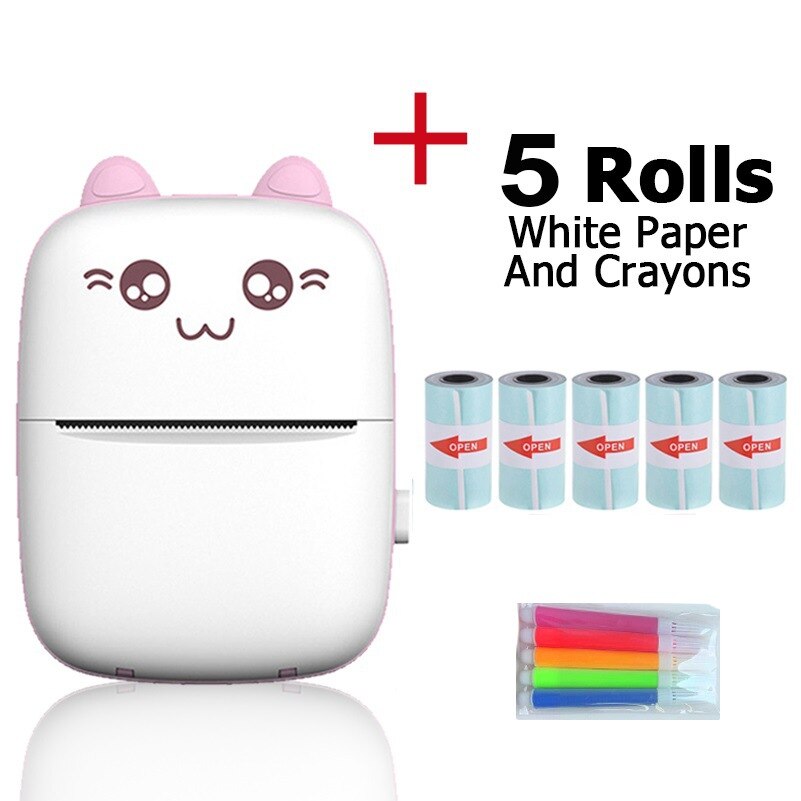 Draagbare Thermische Printer Draadloze Mini Kat Print Foto Pocket Thermische Label Printer 58Mm Printing Bluetooth Android Ios Printers: Package 4