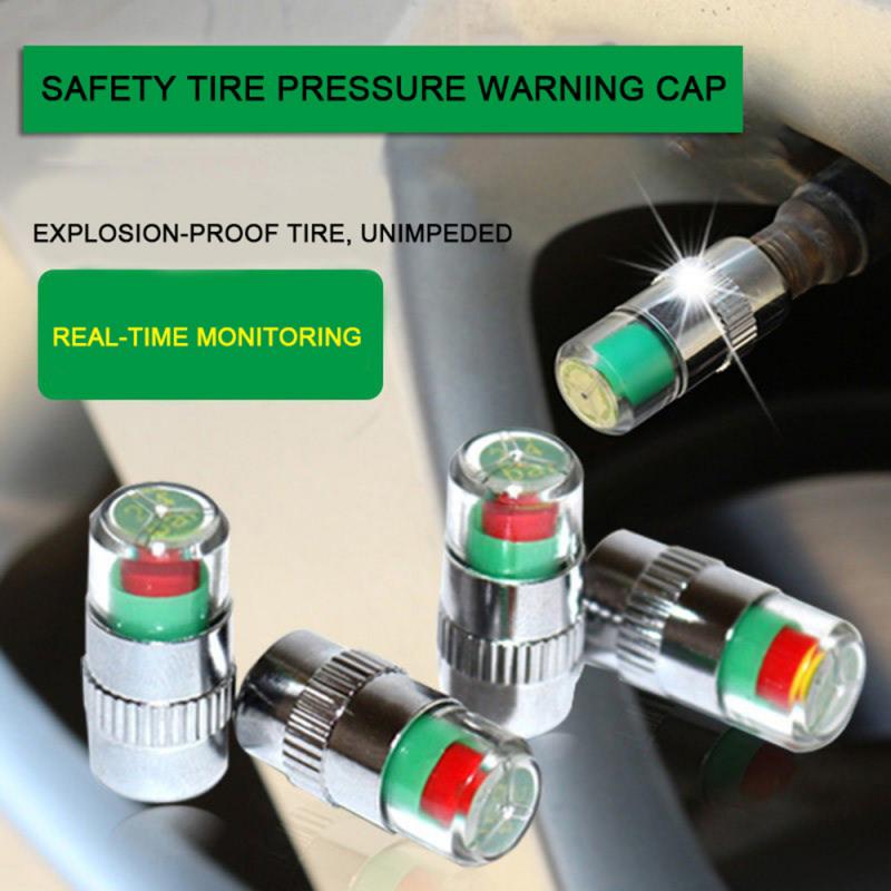 Bandenspanning Alarm 4x Auto Tire Pressure Monitor Ventieldopjes Sensor Indicator Alert Ogen 2.4bar Alarmsystemen