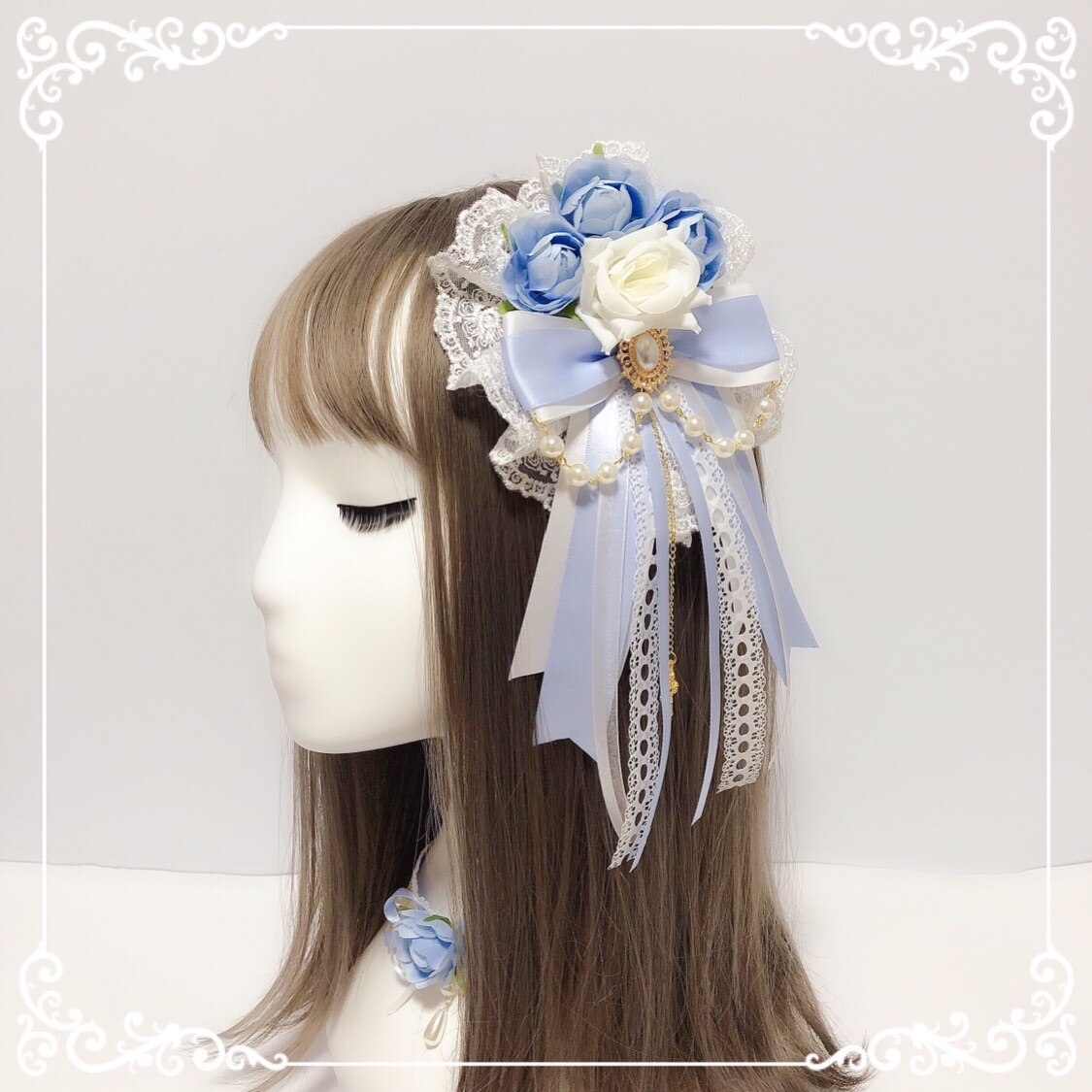 Lolita-accesorios para el cabello de color azul claro, accesorios para el cabello, diadema, flor, tocado gótico , flor azul cielo, boda: Flower pill