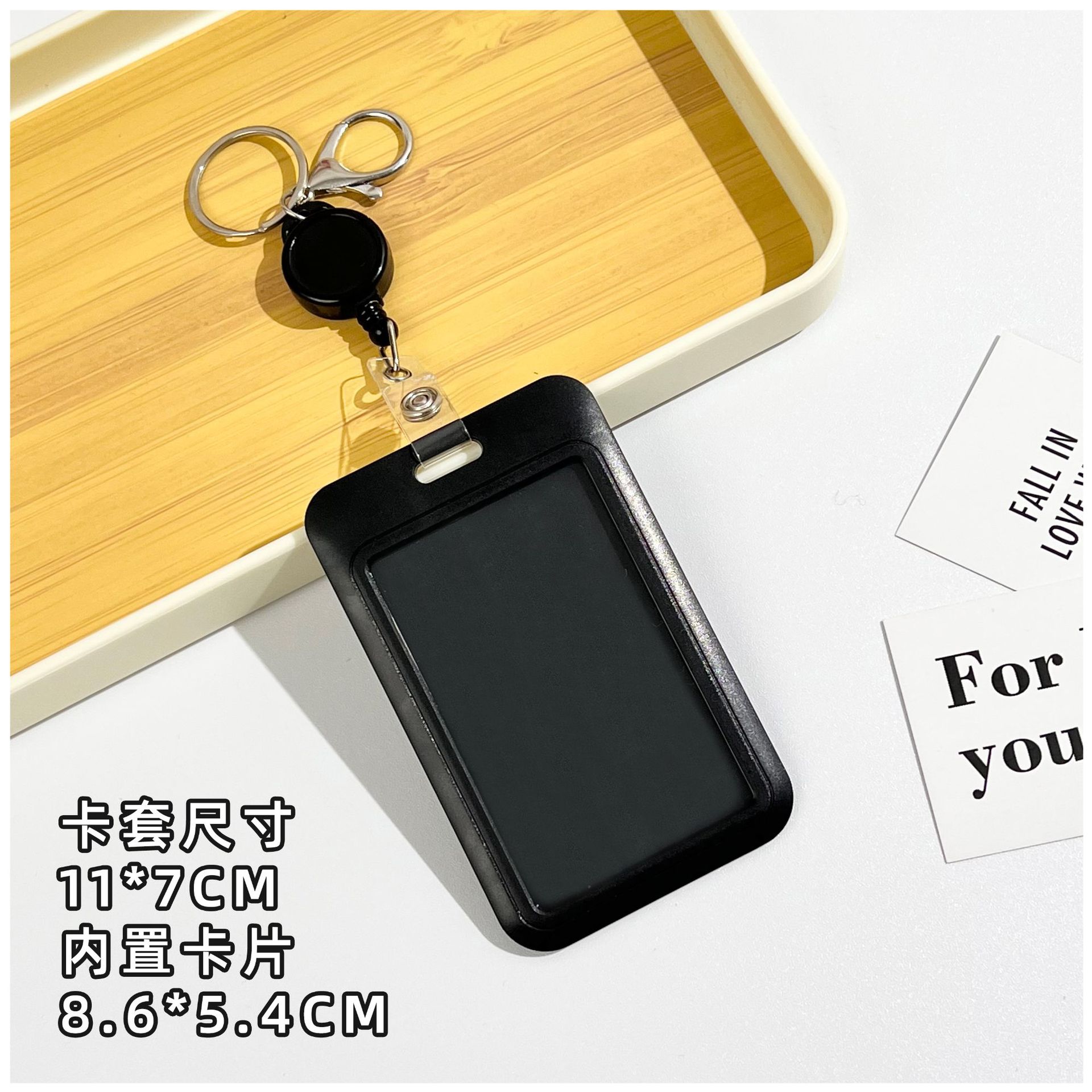 Suporte de crachá de identificação com carretel de crachá porta-cartão retrátil chaveiro nome crachá clipe de manga de cartão de identificação: Azul marinho