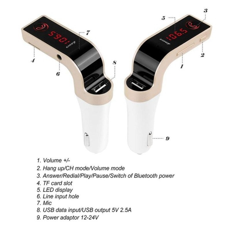 Victsing G7 Bluetooth FM transmitter Car Charger Car Kit FM Transmitter USB Charger Adapter MP3 Player LCD Car Accessories
