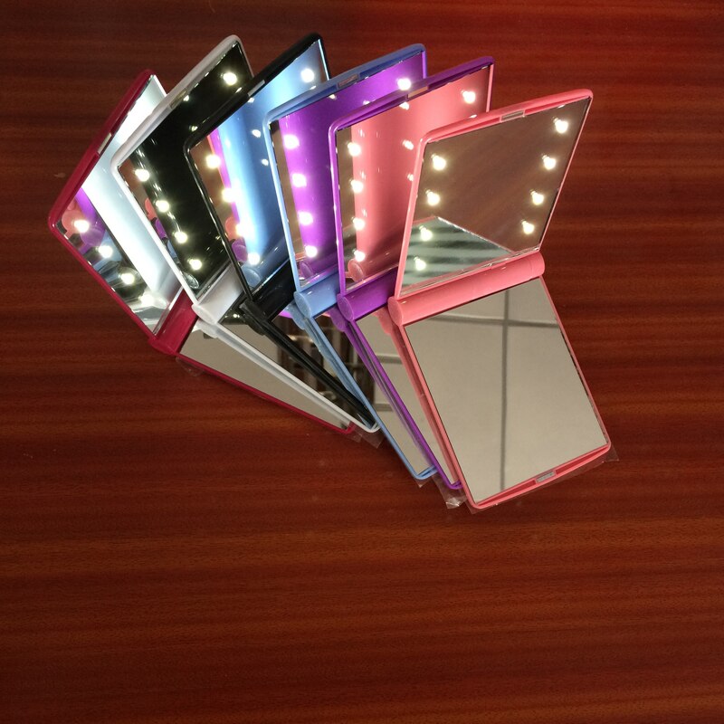 Luz de maquillaje portátil plegable para mujer, iluminación de espejo LED, luces de tocador de bolsillo compactas, lámpara de que funciona con pilas