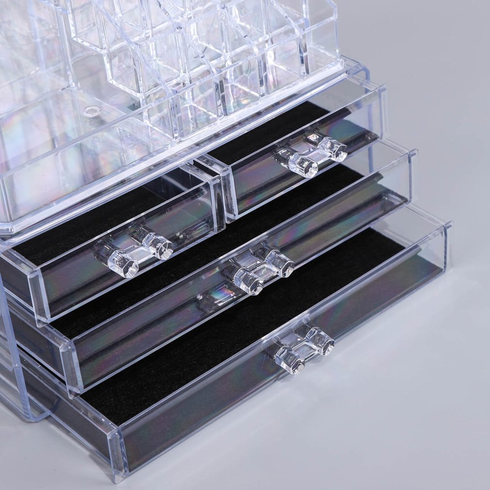 Boîte De Rangement Acrylique Transparente à 2 Tiroirs - Pour Maquillage, Bijoux Et Cosmétiques - Organisateur De Bureau