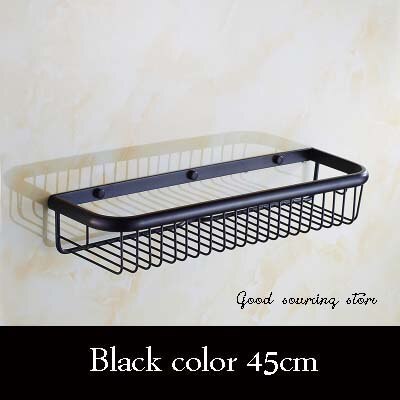 30/45cm brass antique golden oil rubbed brone bathroom shelf, wall mounted bathroom basket: black color 45cm