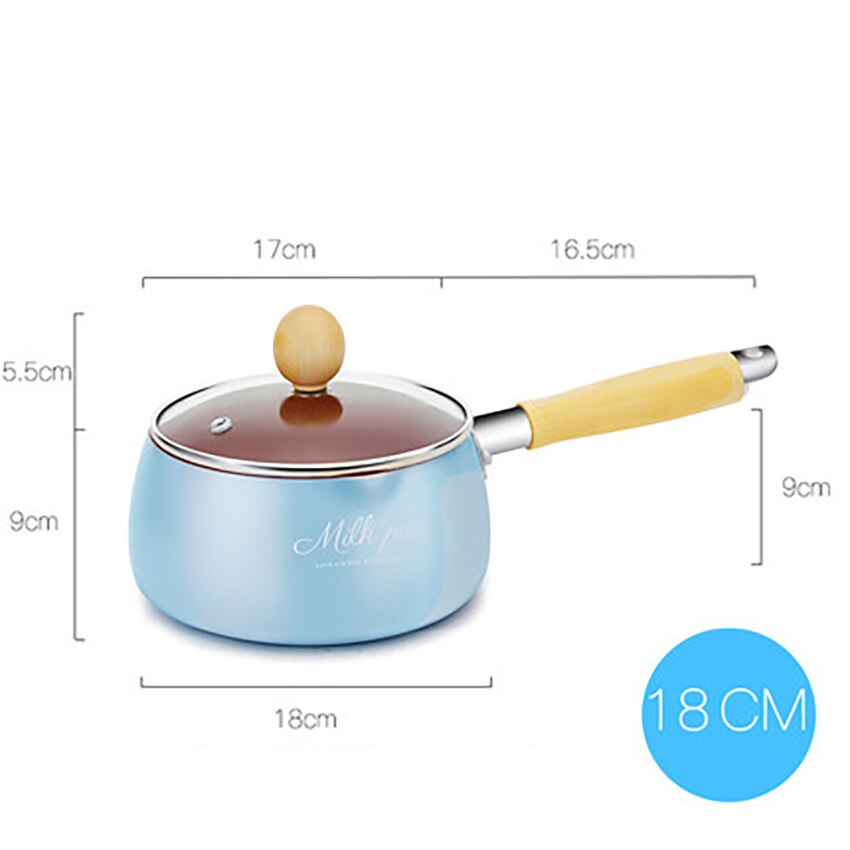 Kleine Melk Pot Met Deksel Kleine Melk Pan Spill-Proof Leuke Non-stick Kleine Pot Voor Mini Huishoudelijke instant Noedels: 18CM BLUE