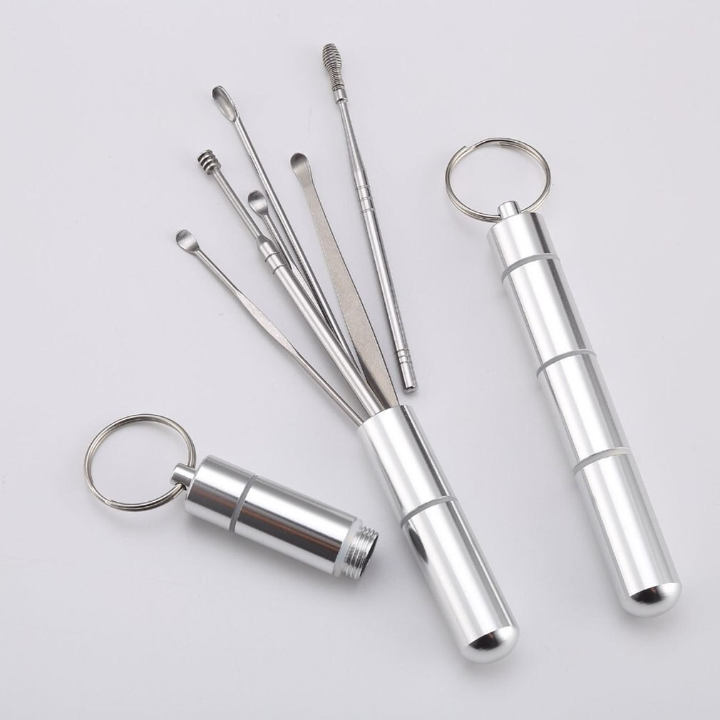 6 Stks/set Draagbare Duurzaam Rvs Oor Pick Set Oor Schoonmaken Tool Oorsmeerhaakje Oor Schoner Lepel Earpick