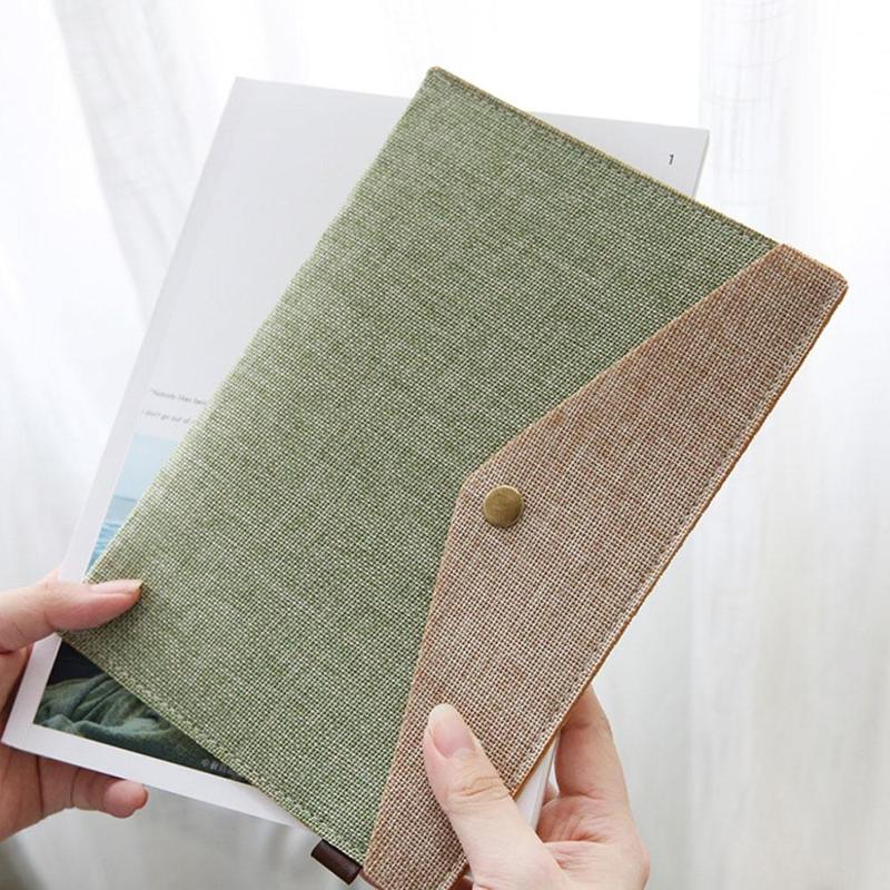 Vividcraft A4 A5 2 Sizes Simple Imitation Linen Stationery File Portfolio Bag Office Bag Study Folder Canvas Felt P8O6