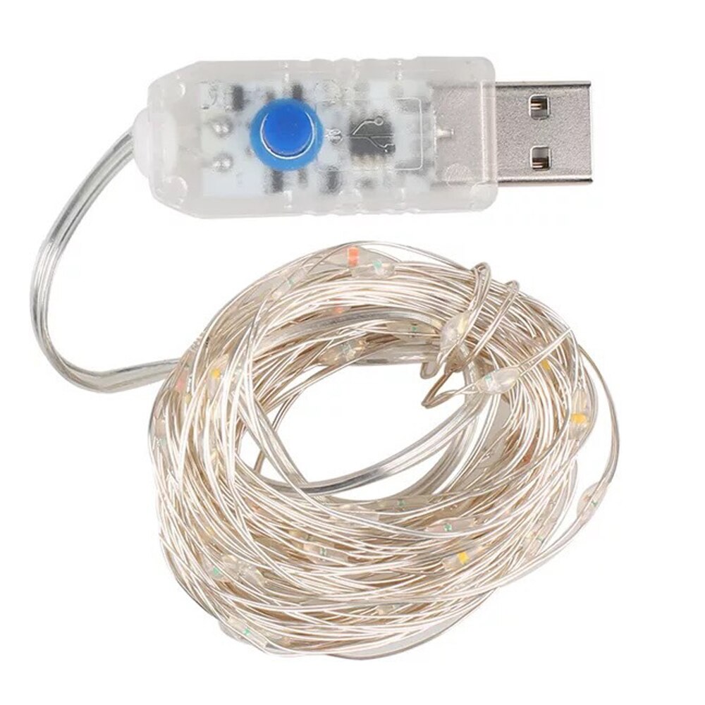 30-200leds Led Fairy String Lights Usb Operated Zilver Draad 5/10/20M Voor Thuis Slaapkamer Tuin Kerst tree Slingers Decoraties