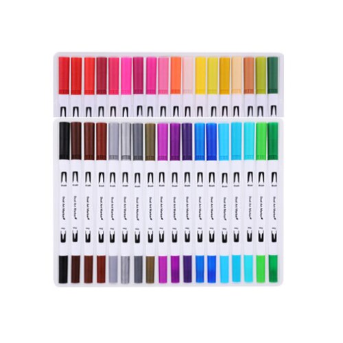 12/120 farver pensler med dobbelt tip 0.4mm fineliner spids og 2mm pensel tip til farvning af tegning malerpennepenselmarkører: 36 farver