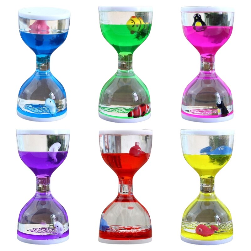 Płynny ruch Bubbler zegar biurko zabawka sensoryczna zwierzę pływające klepsydra olejowa dla F