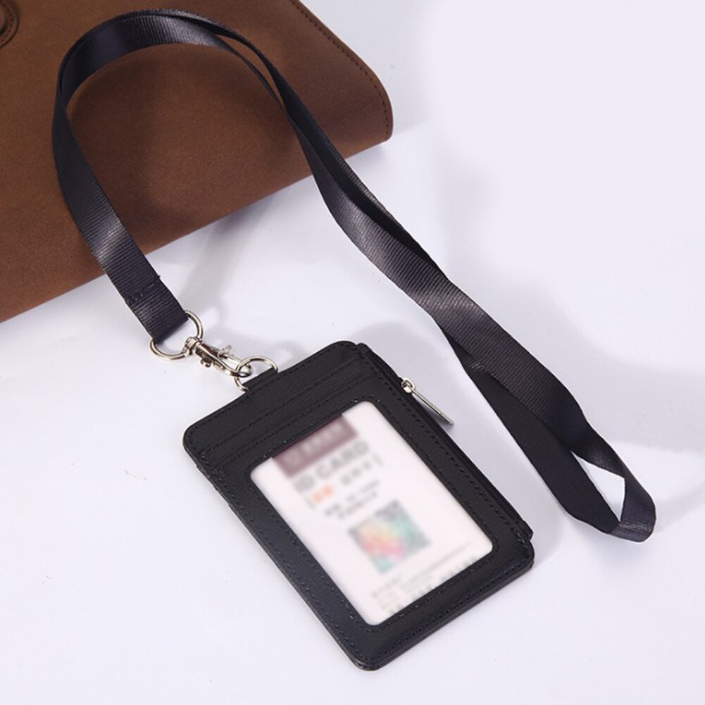 Men Women Adults Kids Leather ID Badge Bus Cards Holder Small Casual Lanyard Credit Card Case Business Organizer Bag: 7