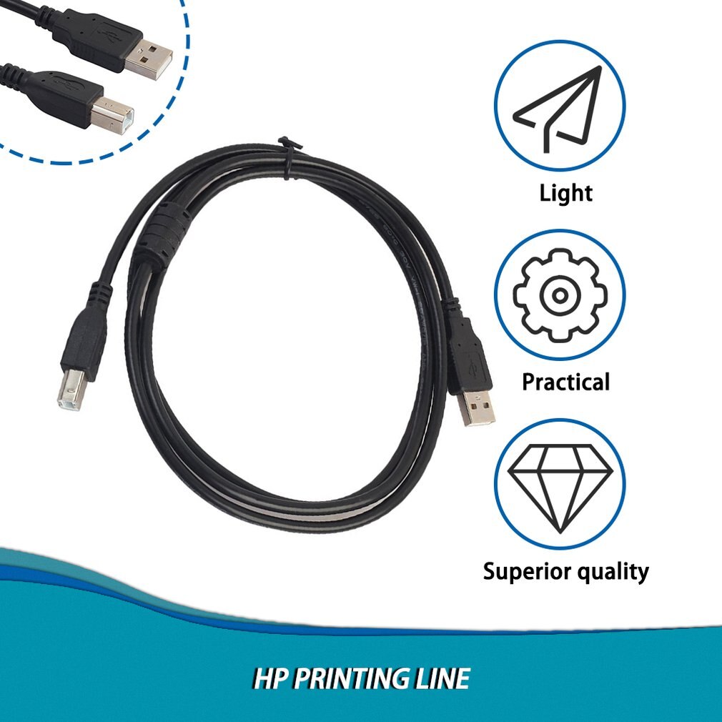 1.5m 3m USB 2.0 AM-TO-BM High Speed Cable Lead a to B Long Black Shielded Compatible Printer Scanners Hard Disk Stable