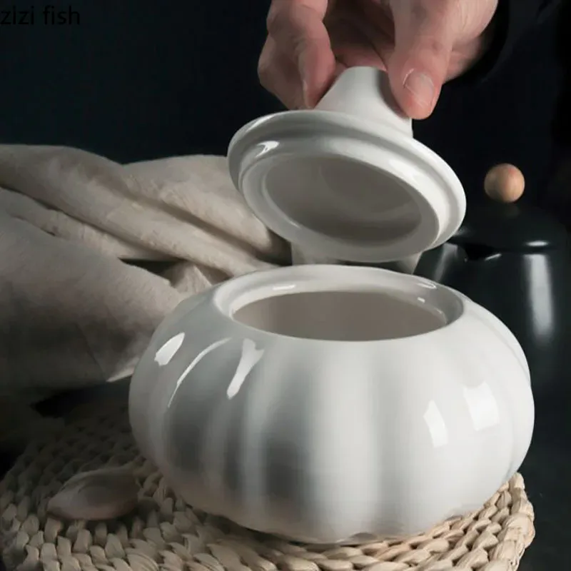 Kreatywny ceramiczny słoik robić przechowywania w kształcie czosnku Jednokolorowy wydrążony pojemnik robić przechowywania czosnku imbiru Kuchnia Słoik robić przechowywania w gospodarstwie domowym