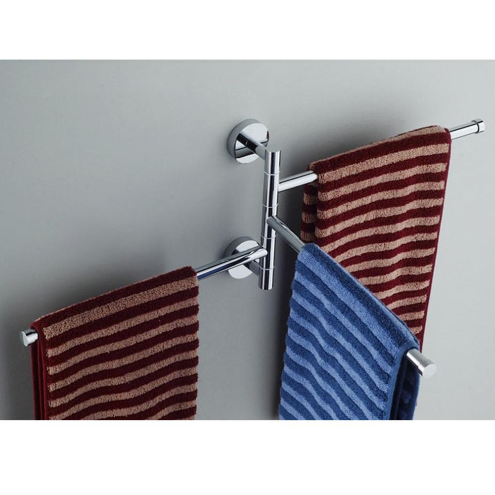 Roestvrij Staal Badkamer Handdoekenrek Roterende Handdoekhouder Wall Mounted Handdoek Hanger Swivel Rack 2/3/4 Bar Badkamer Plank rail