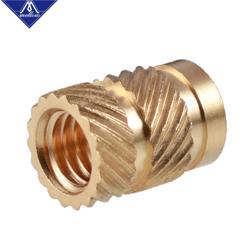 Mellow Brass Melt Inset Nuts Heating Molding Copper Thread 3D Printer SL-type Double Twill Knurled Injection Brass Nut