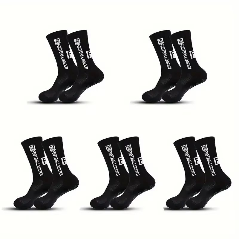 5 Paar rutschfeste Fußballsocken, atmungsaktiv, verschleißfest, Outdoor-Sportsocken für Fußball, Rugby, Basketball, Laufen: Grau