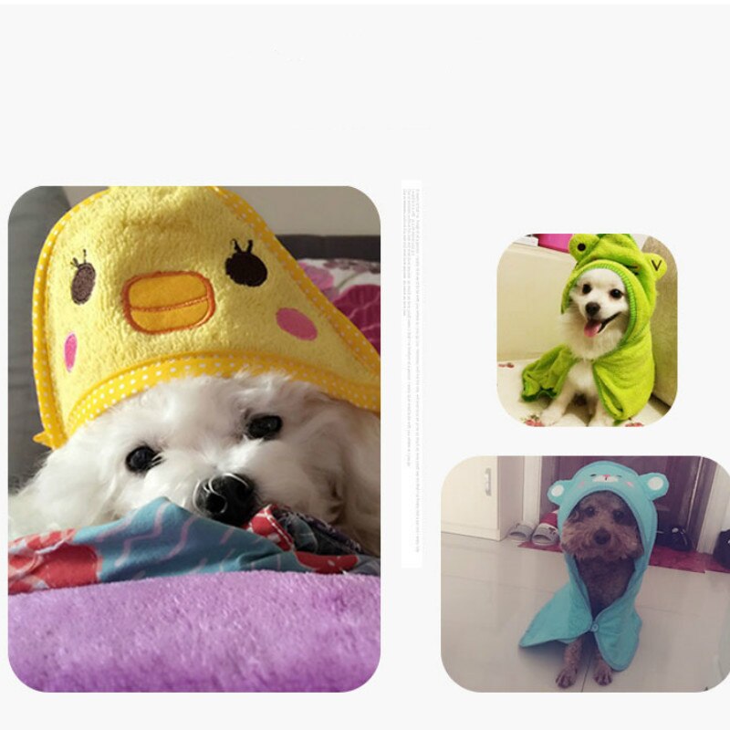 Cute Pet Dog Towel Soft Drying Bath Cat Hoodies Puppy Super Absorbent Bathrobes Cleaning supply