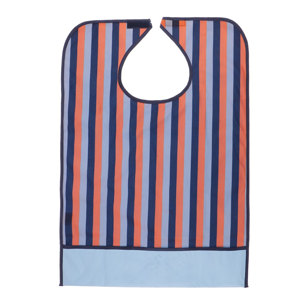 Bavoirs adultes pour manger, tablier de protection de vêtements à rayures imperméables avec ramasse-miettes pour les personnes âgées: Orange