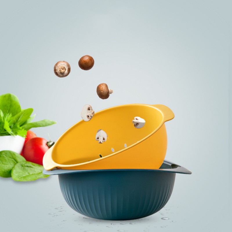 Nuttig Dubbele Afvoer Mand Kom Wassen Keuken Zeef Noedels Groenten Fruit Cadeau Fruit Keuken Gereedschap #86