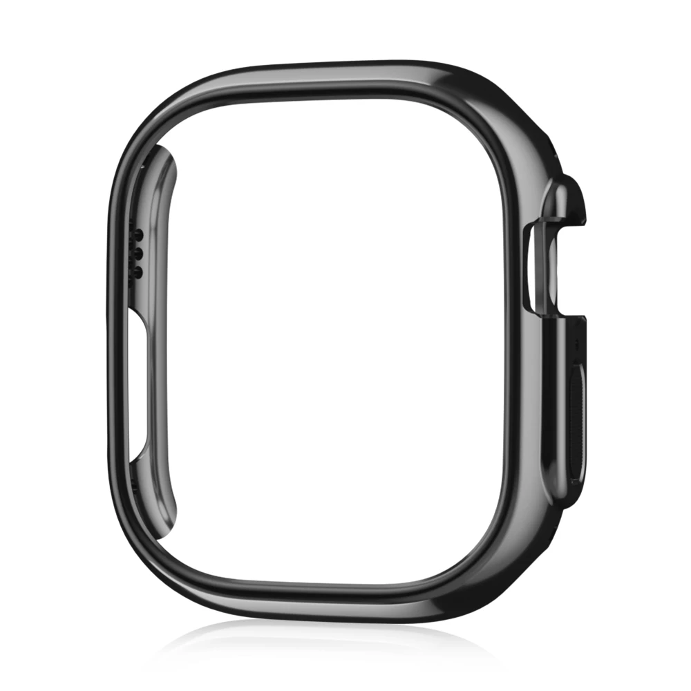 For Apple Watch 45mm 41mm 38mm 42mm 40mm 44mm Plated Skeleton Cover Hard PC Bumper Case Frame for iWatch SE 8 7 6 5 4 3 2 1 Case: black / 1.9 Inches & Under
