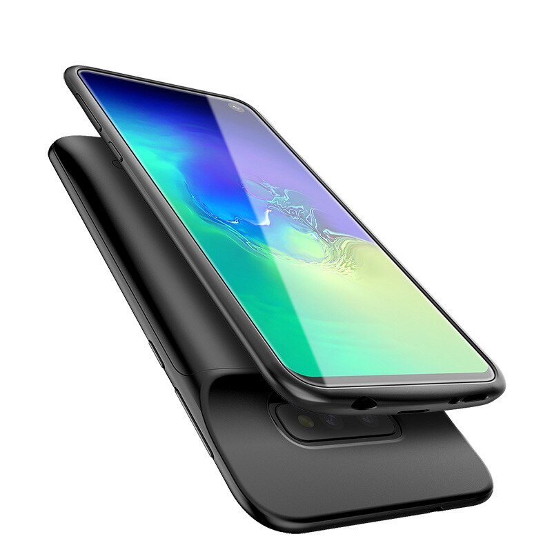 Telefon eksternt batteri cover til samsung galaxy  s10 s10e ultratynd silikone stødsikker powerbank oplader cover til samsung  s10+
