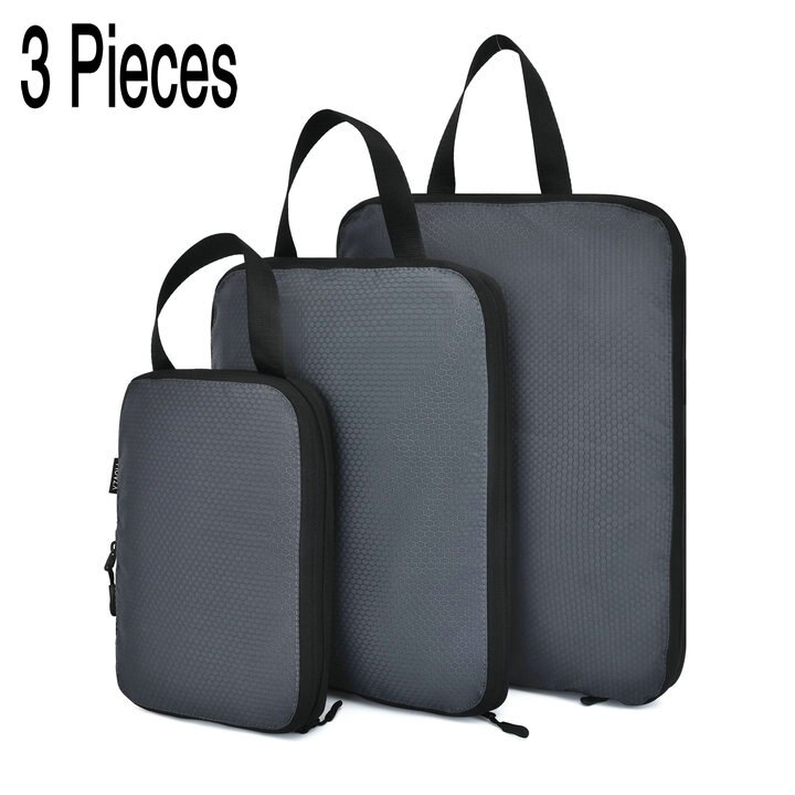 Travel Bag Compression Travel Storage Bag Clothes Tidy Organizer Suitcase Pouch 3/6 Pieces Case Shoes Packing Cube luggage bag: 3pcs Gray