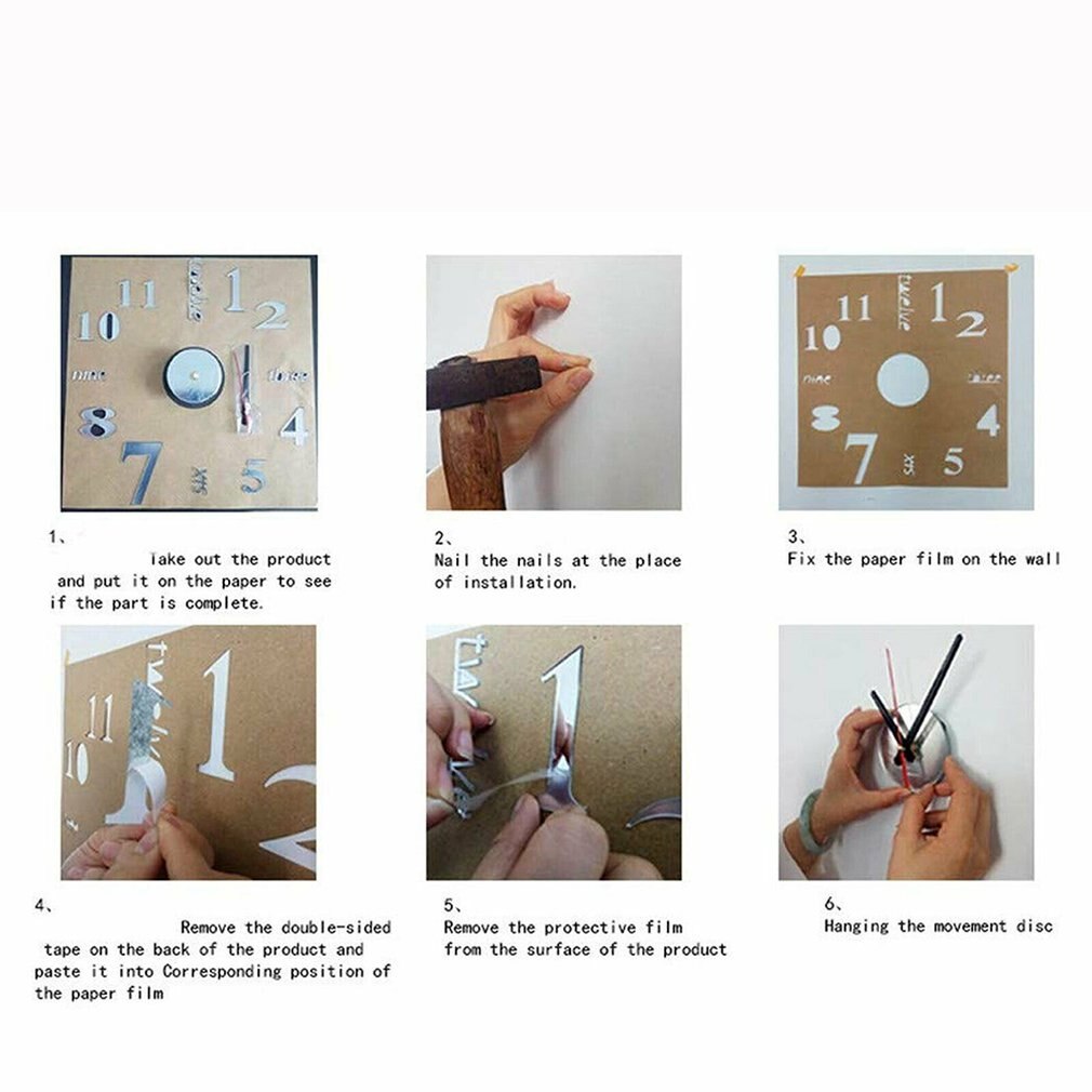 Large Wall Clock Big Watch Decal 3D Stickers Numerals DIY Wall Modern Home DIY Wall Modern Living Room Home Decoration