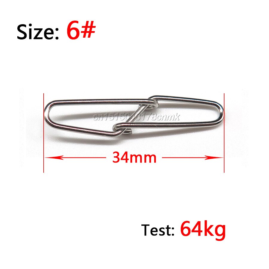 100pcs/lot double lock Fishing snaps barrel Swivel Safety Snaps swivel Fishing Connector Stainless Steel size 0#-6#: Size 6