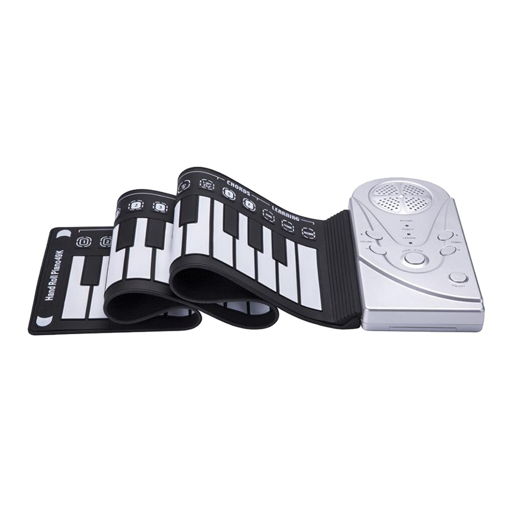 Silicone Electronic Digital 49 Keys Roll Up Piano Keyboard For Student: white